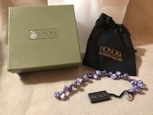 Honora 7.5" bracelet petal strung purple Keshi pearls sterling silver clasp.NEW - Picture 1 of 3