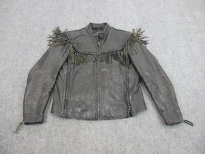 VINTAGE Harley Davidson Jacket Mens 44 Black Willie G Full Zip Leather Biker - Picture 1 of 22