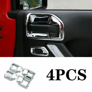 For Jeep Wrangler JK 2007-2017 Chrome Interior Door Handle Bowl Frame Trim 4Pcs - Picture 1 of 6