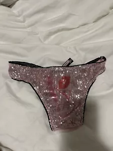 Vintage Victoria's Secret sexy little things Panty size small sequins pink love - Picture 1 of 3