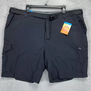 Columbia Omni-Shade Cargo Shorts Mens 44X10 Black 100% Nylon Hiking Belted NEW - Picture 1 of 8