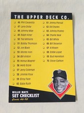 1994 Upper Deck Baseball All-Time Heroes #150 Willie Mays Checklist 46-90