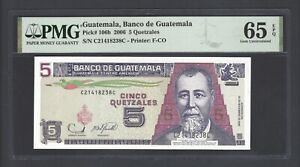 Guatemala 5 Quetzales  2006 P106b Uncirculated Graded 65