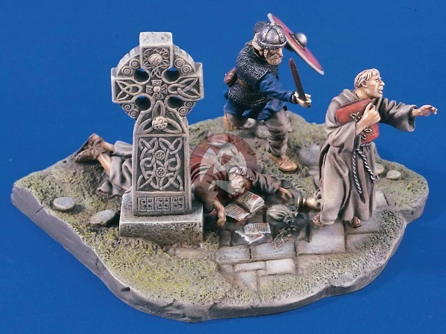 Viñeta Verlinden 54 mm (1/32) "Viking Raid" con base (3 figuras) [resina] 1633 Foto 1 de 1