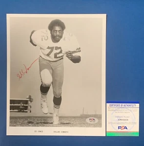 ED 'Too Tall' JONES DALLAS COWBOYS 8x10 B/W Photo SIGNED 3xPRO BOWL   PSA DNA - Picture 1 of 1
