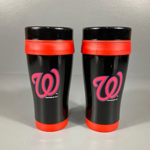 Washington Naitonals MLB Baseball Tumbler Black Stainless Steel Sports LOT OF 2 Cover