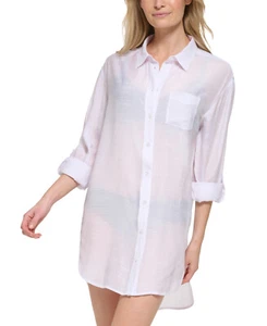 Calvin Klein Women's Beach Button-Up Shirt Cover-Up Women's Size Large New - Picture 1 of 2