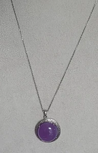 Collar Llave Griega Jade Lavanda Púrpura Plata Esterlina Firmado OTC Tanner 18" - Imagen 1 de 4