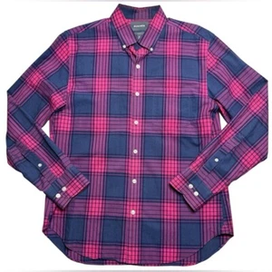 Bonobos Slim Fit Freizeit Button Down Hemd rosa blau kariert Herren Medium - Bild 1 von 7