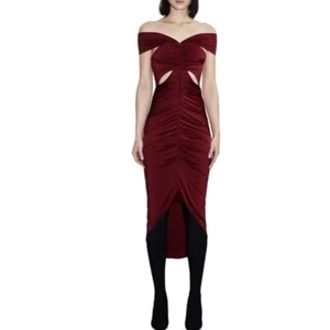 NEW Et Ochs Everly Off The Shoulder Dress Crimson Red Ruched Size 6 - Picture 1 of 9