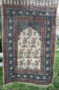 Vintage India Hand Block Print ANIMALS Tapestry Throw Linen Cotton 56 X 34” - Picture 1 of 7
