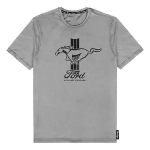 Ford Mustang Logo Signature Grey Tee T-Shirt Father's Day gifts - Picture 1 of 2
