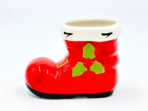 Bota de Papá Noel roja vintage de Navidad maceta bastón de caramelo etc. Soporte 2 1/8" T - Imagen 1 de 6