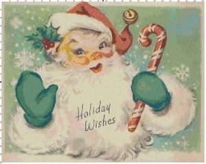 AUGURI DI FESTA Babbo Natale shabby chic diagramma a punti incrociati contati - Foto 1 di 1