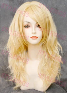 Peluca de mezcla de cabello humano rubia clara en capas largas ondas de calor OK EVAL 613 - Imagen 1 de 7