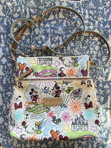 Disney Dooney & Bourke Sketch Nylon Crossbody Rare Rainbow Zippers - Picture 1 of 12