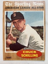 1962 Topps Baseball CHUCK SCHILLING Sporting News All Star #467! Boston Red Sox