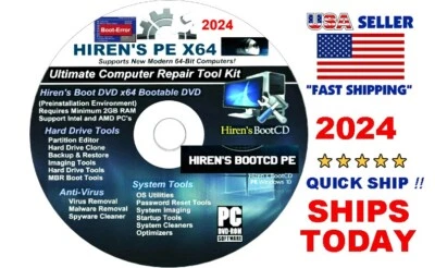Hiren's Boot CD/DVD•Windows Recovery•HDD,SSD Repair&Clone•Virus Removal & More - Image 1 of 4