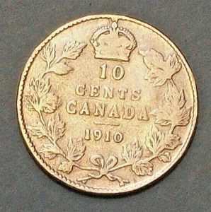 MONEDA CANADÁ (1) 10 CÉNTIMOS 1910 FINA MÁS PLATA 0,9250 - Imagen 1 de 2