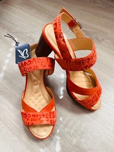 Caprice Premium Leder Sandaletten Schuhe Pumps Orange UK 5 Absatz ca. 8 cm - Bild 1 von 20