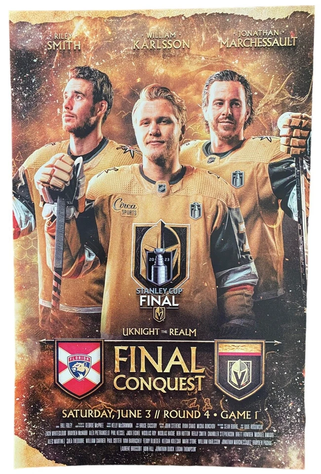 2023 Vegas Golden Knights Кубок Стэнли ПЛАКАТ R4 ИГРА 1 Final Conquest - Изображение 1 из 1