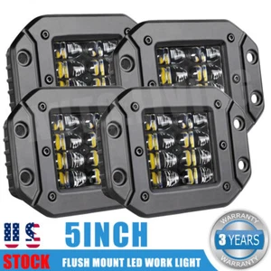 4X 5" Flush Mount LED Work Light Bar Rear Bumper Reverse Pods Dual Row Driving - Foto 1 di 12