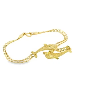 14k Yellow Gold Dolphin Bracelet 2.64g. 6.5" - Picture 1 of 5