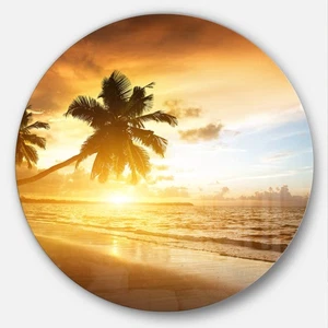 Karibik Küste Sonnenuntergang Meereslandschaft Foto Metall Wandkunst - Scheibe 11 Zoll, Ye... - Bild 1 von 5
