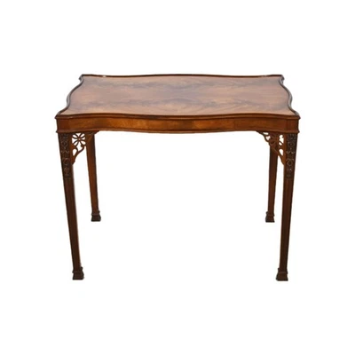 Baker Stately Homes Collection Flame Mahogany Carved Marlborough Tea Table - Image 1 of 4