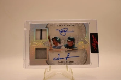 Leaf Spectacular McGwire, Giambi, A's (3/12) 2025 doble reliquia automática holograma usado en juegos Foto 1 de 2
