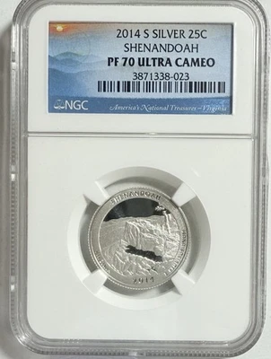 2014-S ATB SHENANDOAH Silver Quarter NGC PF70 Ultra Cameo - Image 1 of 4