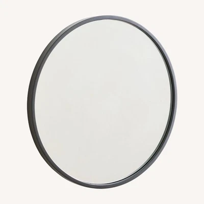 West Elm Round Wall Mirror 30” Black Metal Frame Modern Minimalist Decor - Image 1 of 4