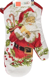 1 Guanto da Forno da Cucina Stampato (7"x10") BABBO NATALE CON SACCHETTO, POSTA E FRUTTI DI BOSCO, A - Foto 1 di 5