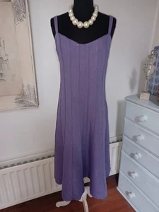PER UNA M&S Purple 100% Linen Sleeveless Flare Midi Dress - UK 14 R - Lined - Picture 1 of 10