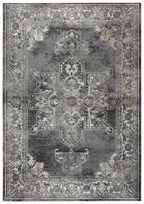3x5 Rizzy Rugs Gray Bordered Petals Corners Door Mat PN6972 - Aprx 3' 3" x 5' 3" - Image 1 of 2