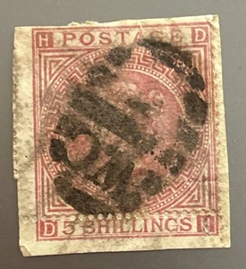 1867 Great Britain UK Queen Victoria 5 Shilling Stamp #57 Rare SG Antique - Picture 1 of 2