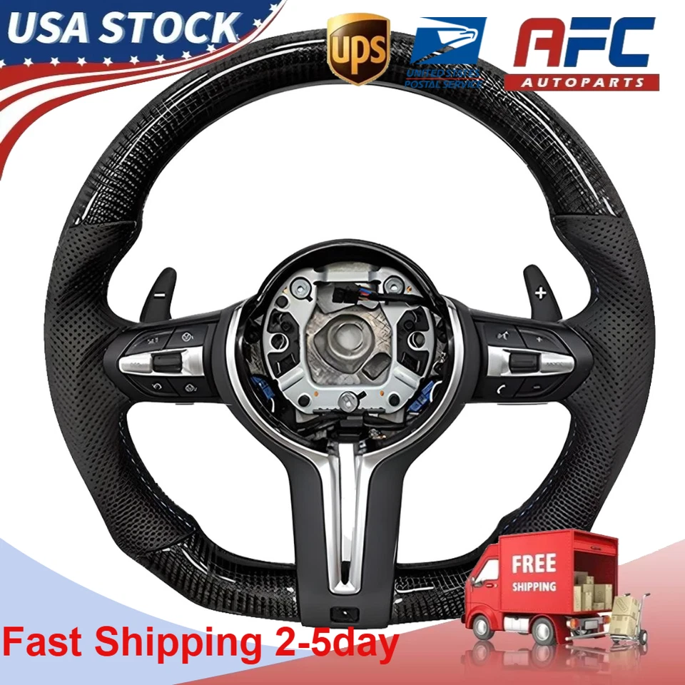 Carbon Fiber Leather Steering Wheel For BMW F20 F22 F23 F30 F31 F32 2012-2019 - Image 1 of 4