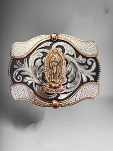 Guadalupe Virgin Western Cowboy Belt Buckle Hebilla Vaquera Virgen De Guadalupe - Picture 1 of 2