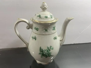 Vintage Green Schumann Arzberg Empress Dresden Flowers 7" Tea Pot - Picture 1 of 12
