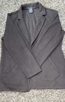 Matty M Ladies Knit Boyfriend Blazer Cotton Notched Lapels Color Pebble XL E3/15 - Image 1 of 4