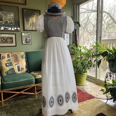 复古波西米亚 70 年代 Candi Jones 格子长裙,尺寸 5-7 — 第 1/4 张图片