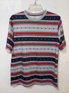 Way To Celebrate Patriotic T-Shirt Mens Medium Gray Blue Red Stars Stripes Crew - Picture 1 of 4