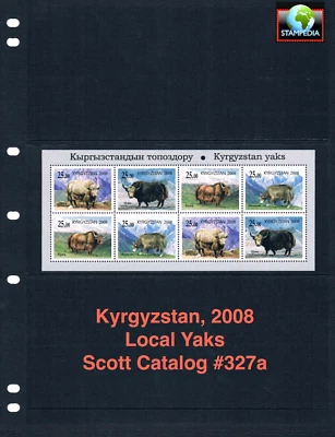 $13.00 Scott Value - 2008 KYRGYZSTAN Yaks s/s Central Asia Wildife CV MNH NH UMM - Image 1 of 4