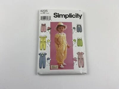 Simplicity Toddlers' Romper Jumper Hat Pattern 9205 Size 2 3 4 UNCUT - Image 1 of 4