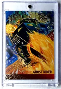 1995 Spider-Man Gold Signature Card 118 GHOST RIDER. FREE ONE-TOUCH-HOLDER - Picture 1 of 2