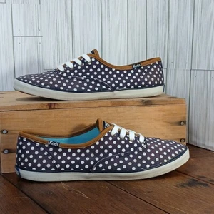 Keds Polka Dot Navy Lace Up Sneakers Loafers Womens Shoes Sz 8 - Picture 1 of 9