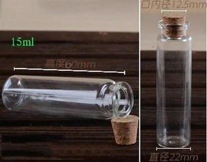 20pcs 15ml 22*60*20mm Sample Vials Clear Glass Bottles with Corks Jars - Picture 1 of 3