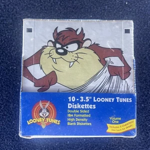 3.5” Looney Tunes Diskettes - Tasmanian Devil On Front - 10 Disks - Brand New - Picture 1 of 4