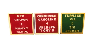 3 ETIQUETAS DE COMPARTIMENTO CORONA ROJA IDENTIFICACIÓN ANTIGUA RARA DIFÍCIL DE ENCONTRAR PARA CAMIONES CISTERNA DE COMBUSTIBLE DE GASOIL - Imagen 1 de 2