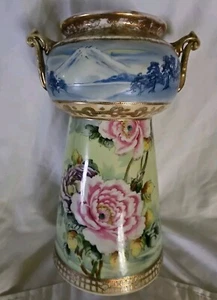 Große handbemalte Nippon Vase mit 2 Henkeln hergestellt in Japan, ungewöhnlich, 11 Zoll - Bild 1 von 10